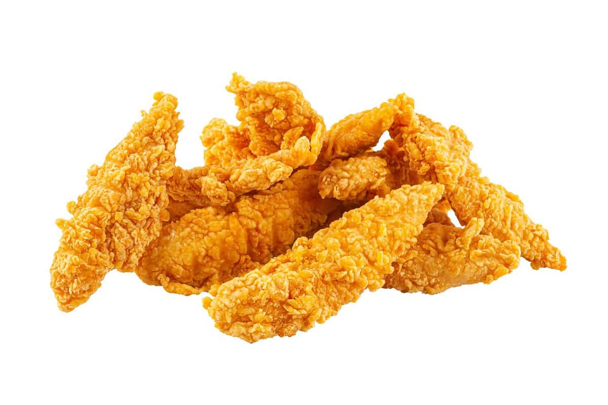 Isolated crispy fried fhicken strips