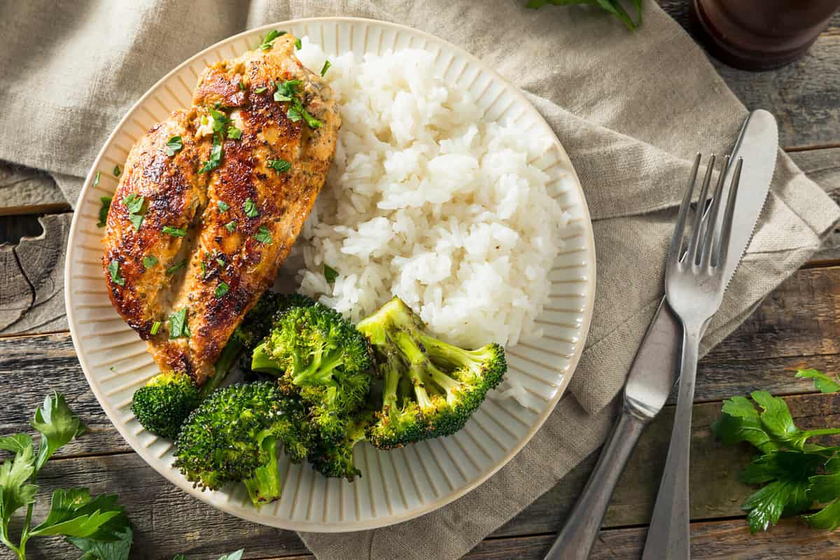 Healthy Homemade Chicken Breast and Rice with Broccoli
