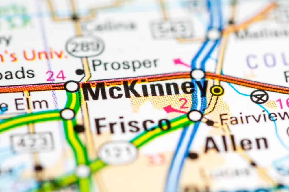 McKinney. Texas. USA on a map