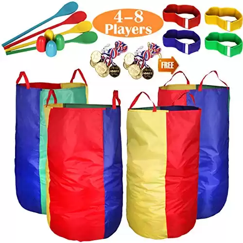 Outdoor Games, Potato Sack Race Bags, Egg Spoon Relay Race, 3 Legged Race Bands, Kids Birthday Party Games