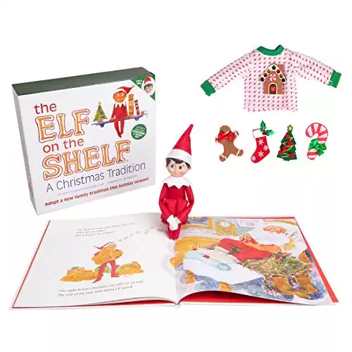 The Elf On The Shelf Boy with Customizable Christmas Sweater Set - Blue Eyed Boy Elf with Book, Sweater, and Five Switchable Holiday Outfit Decorations - Win Your Ugly Sweater Christmas Party
