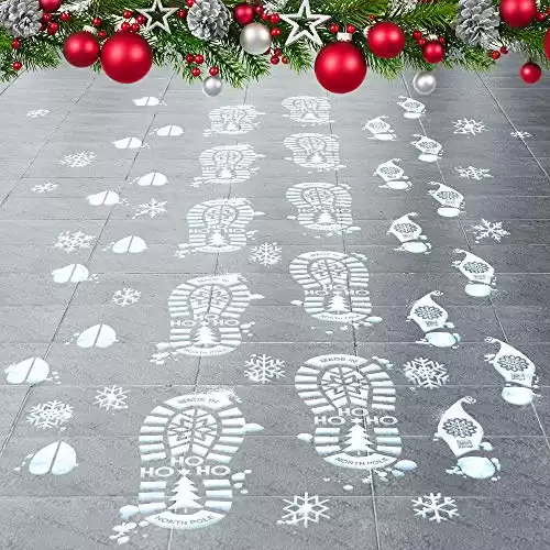 Colonel Pickles Novelties Santa Footprints - 180 Ct Footprint Floor Stickers Kit with Reindeer & Elf