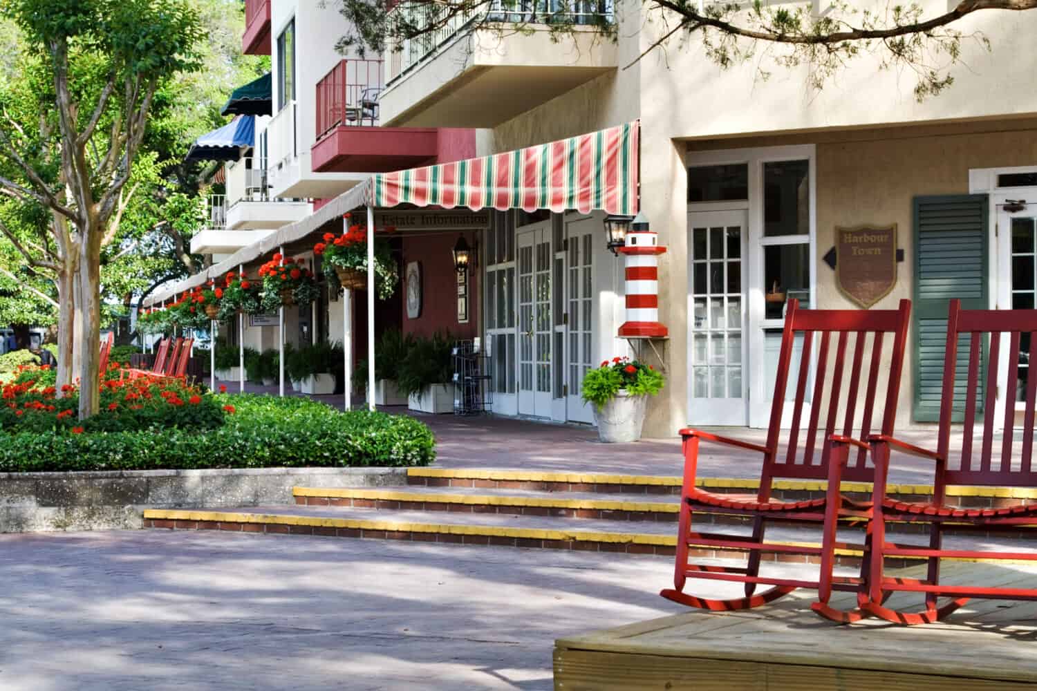 Shops along the harbor at Harbour Town, Hilton Head, SC