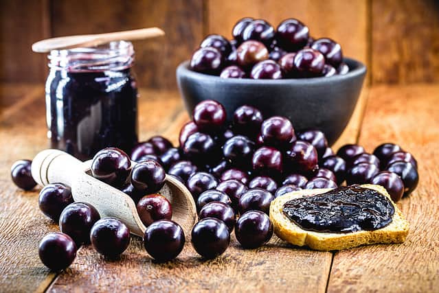 jabuticaba jelly, organic, homemade, with exotic Brazilian fruit. The jaboticaba (or jabuticaba) is a common fruit from south america.