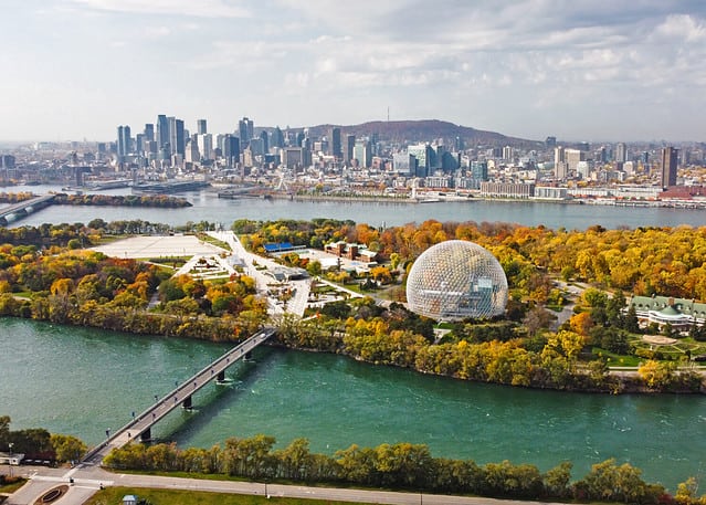 Montreal city in Canada autumn season colourful threes