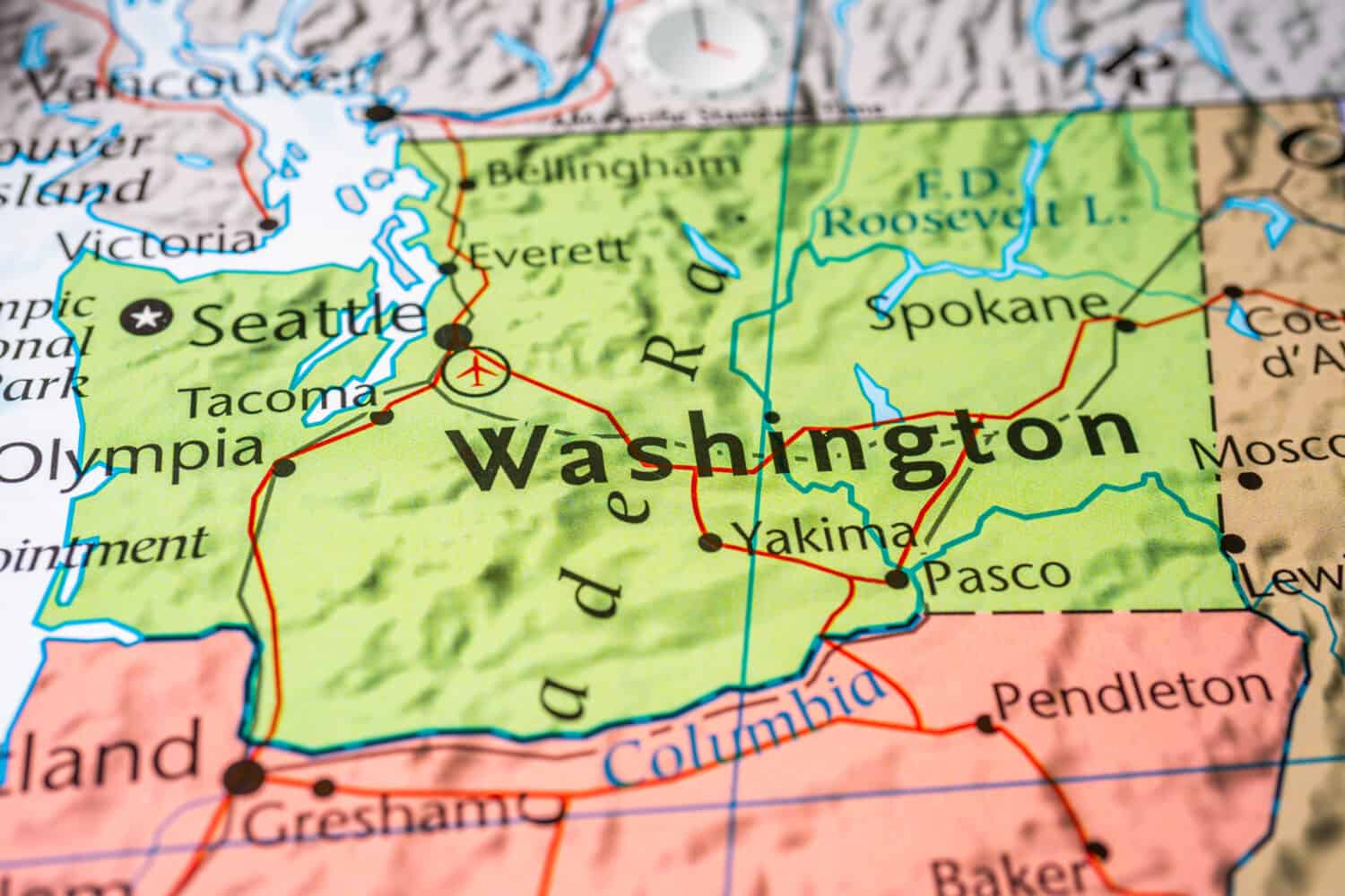 Washington on the USA map