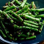 Green beans or haricots. Sautéed organic vegetable in olive oil, herbs, spices and salt and pepper. Classic American steakhouse, restaurant or bistro side dish.