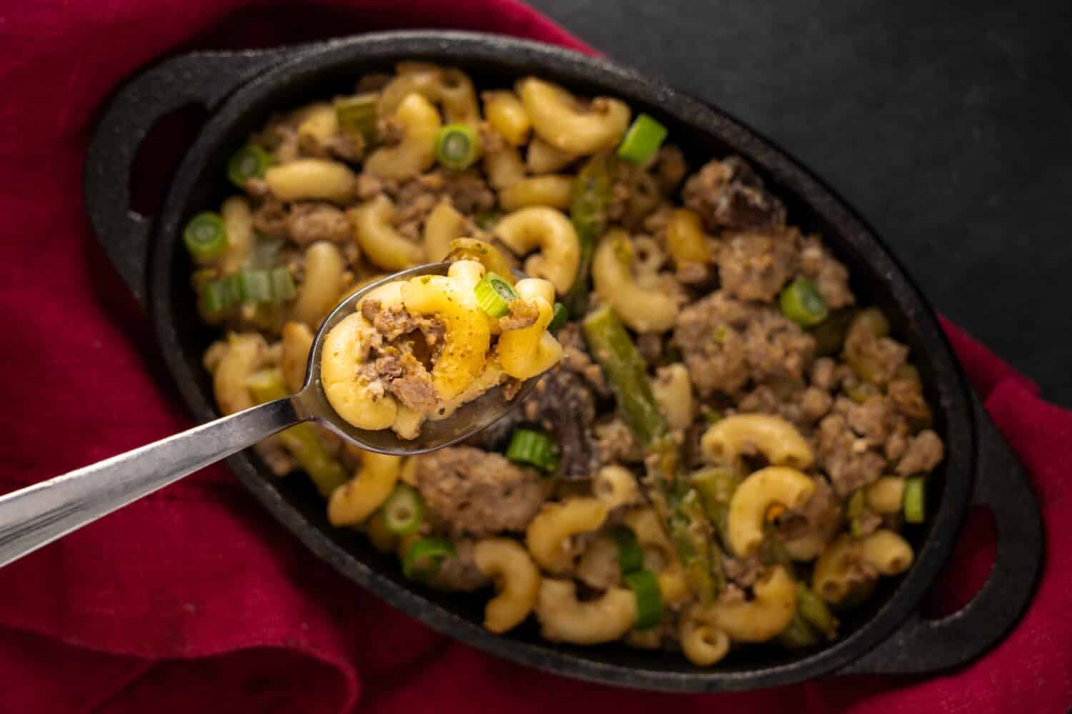 Homemade Hamburger Helper: Basically macaroni and cheese enhanced with hamburger and vegetables.