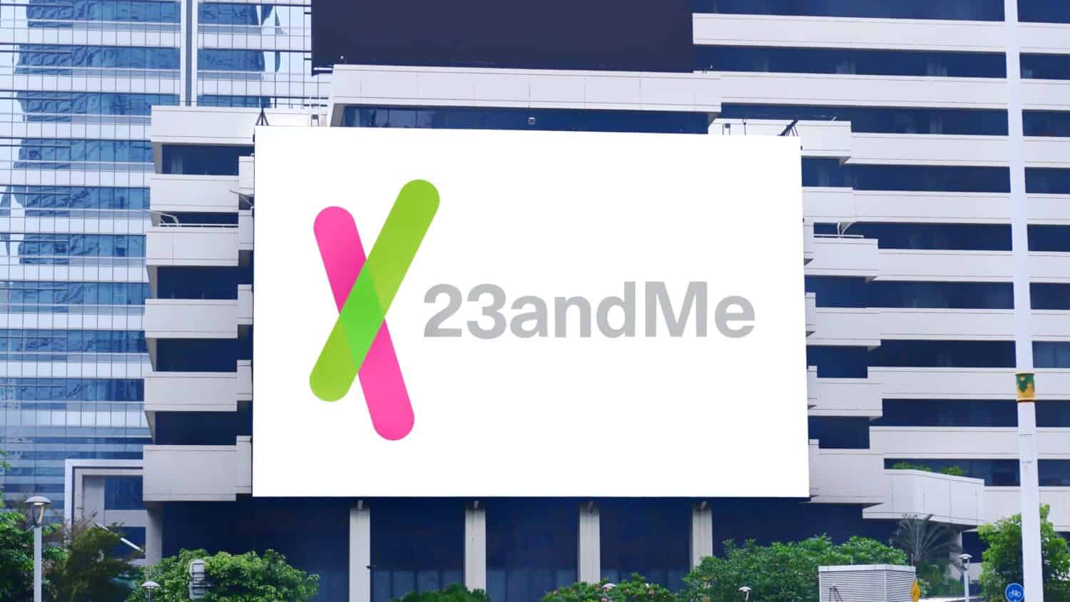 Jakarta - December 14,2023: 23andMe Holding Co. logo on signboard. is a publicly held personal genomics and biotechnology