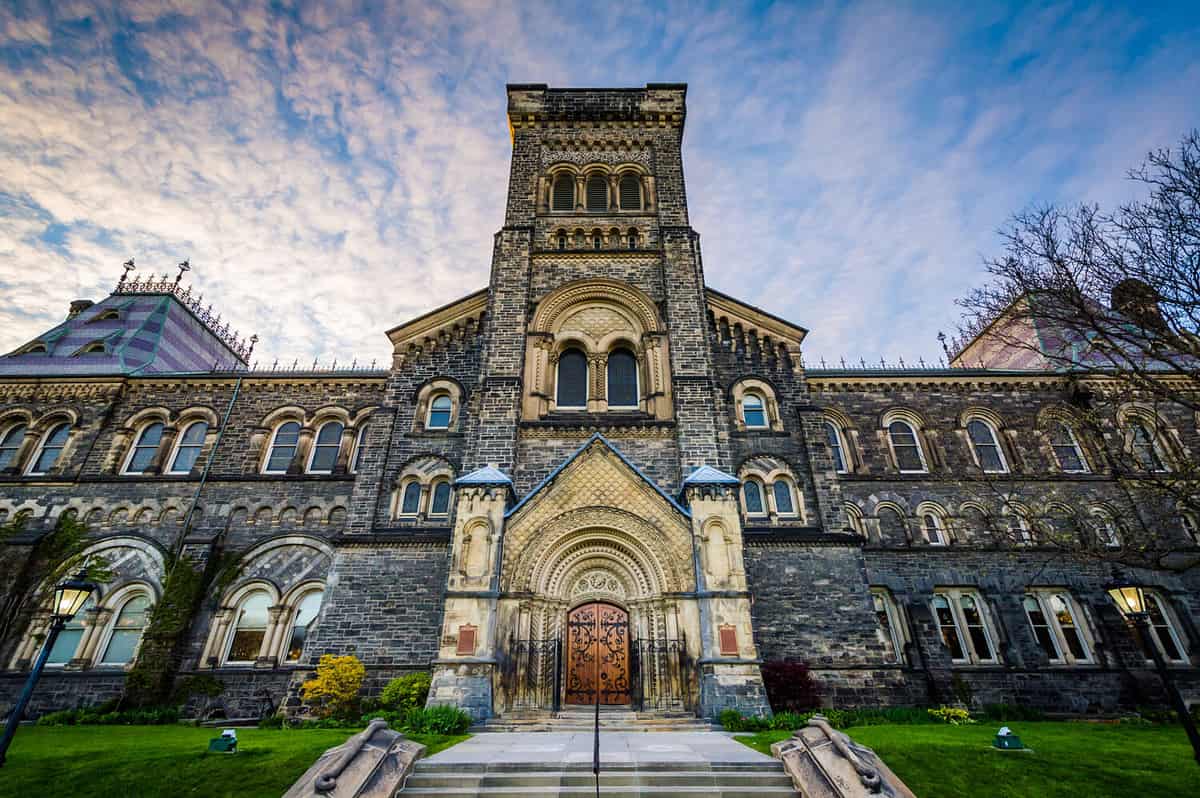 The University College Building at sunset, at the University of Toronto, in Toronto, Ontario.