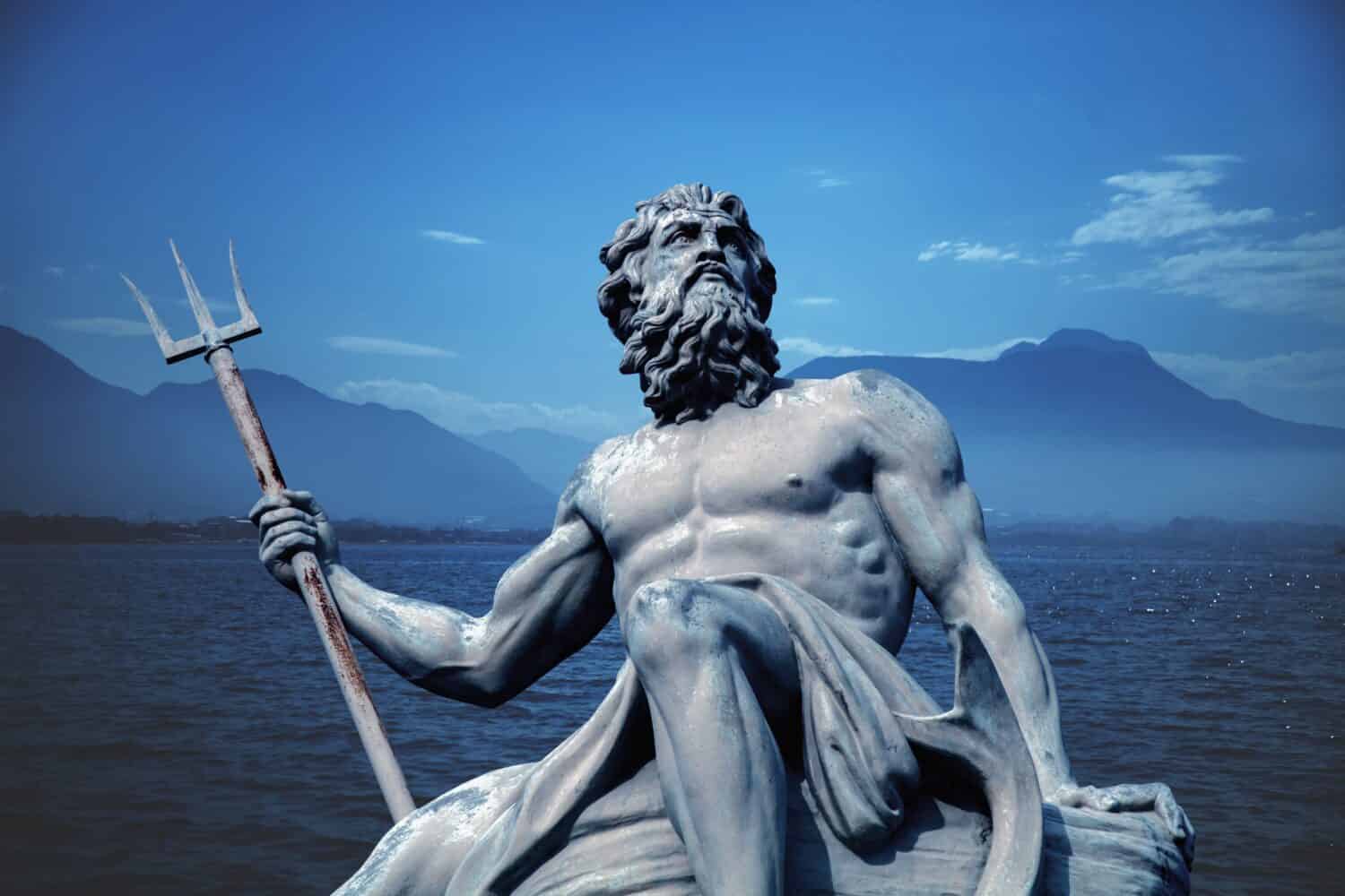 The mighty god of the sea, oceans and sailors Neptune (Poseidon) The ancient statue..