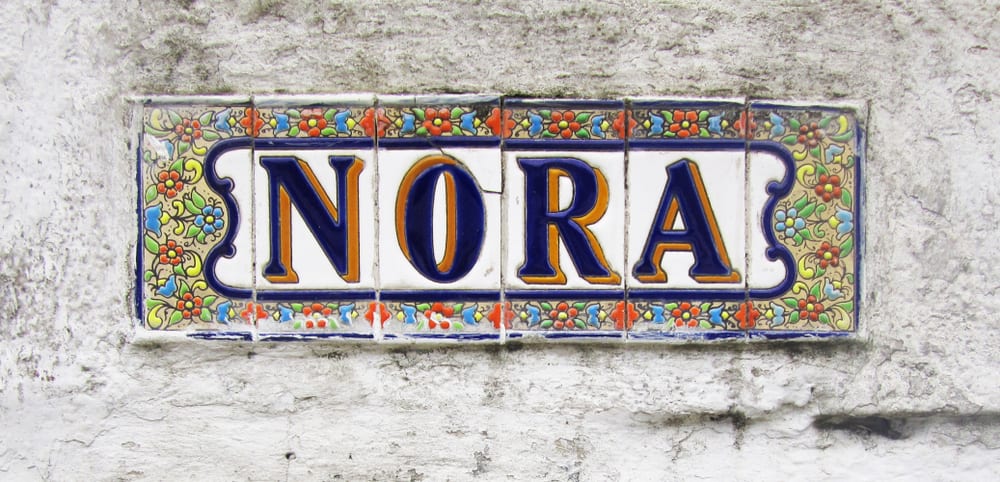 Nora - name sign of painted ceramic tiles
