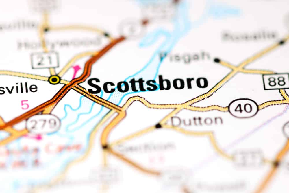 Scottsboro. Alabama. USA on a map