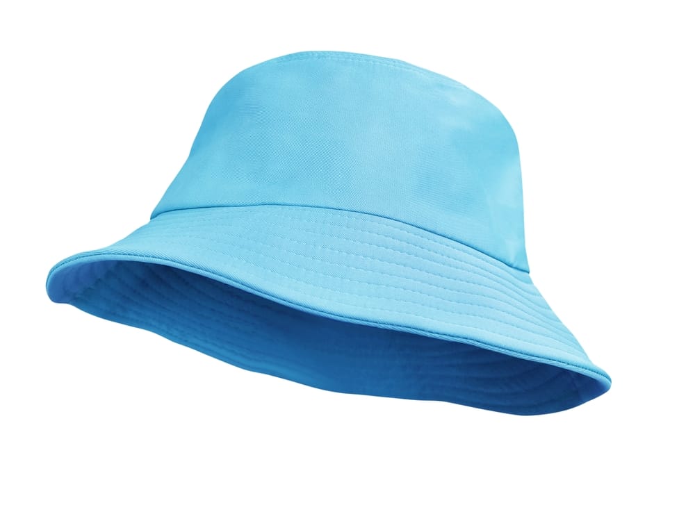blue bucket hat isolated on white background