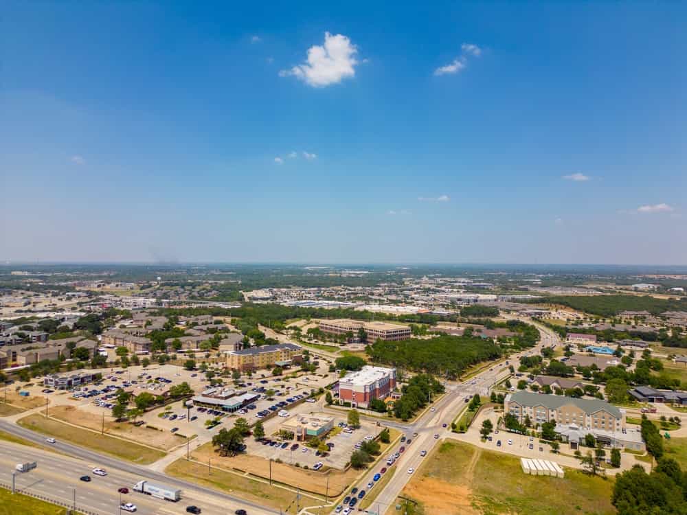 Aerial photo hotels in Denton Texas