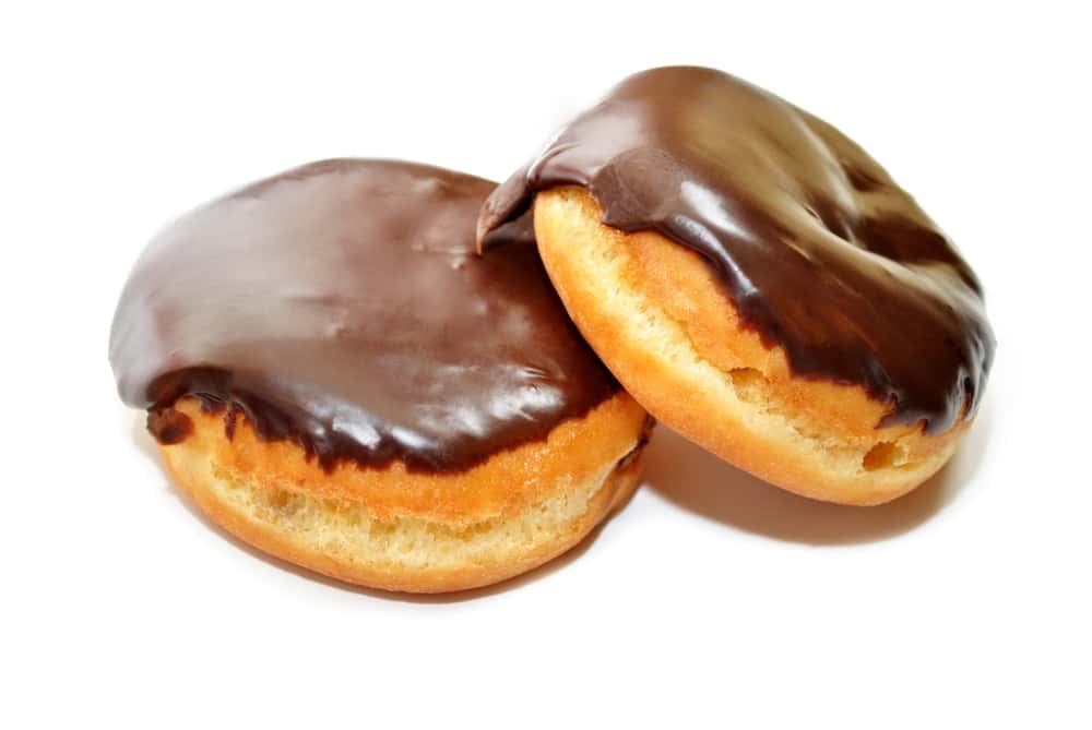 Two Chocolate Covered Donuts with Creamy Filling (Boston Creme)