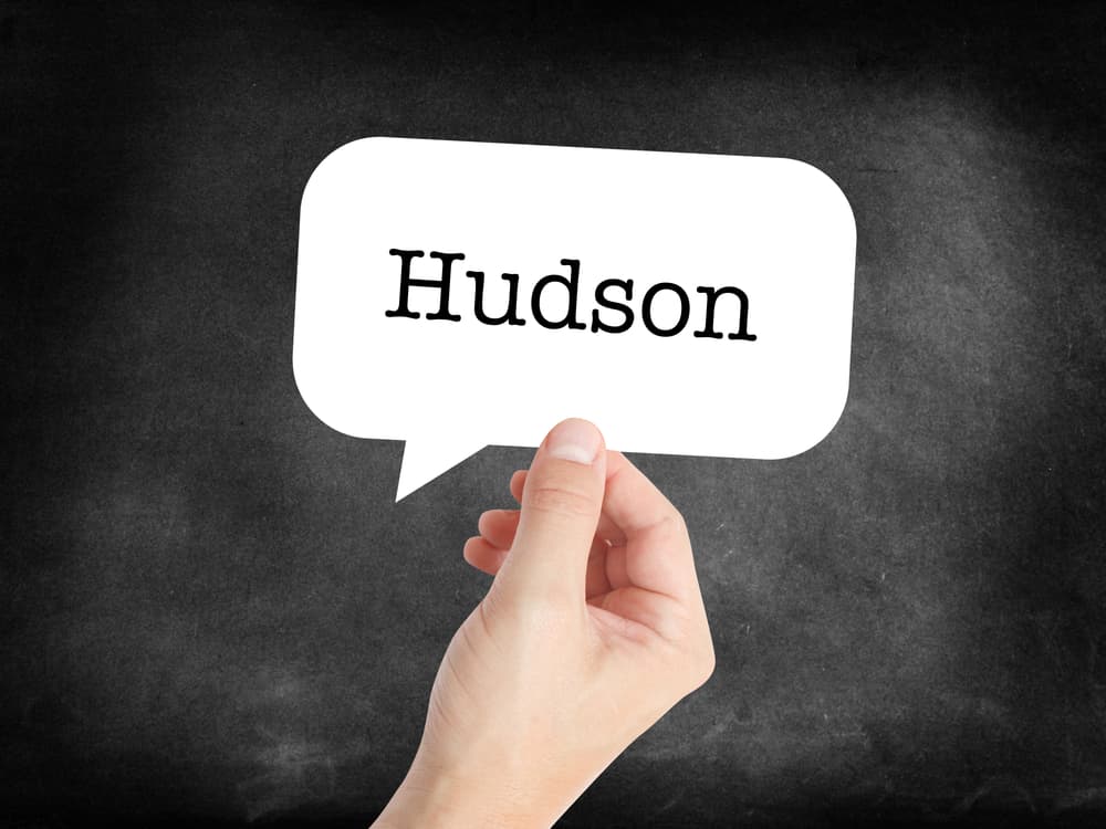 Hudson written in a speechbubble