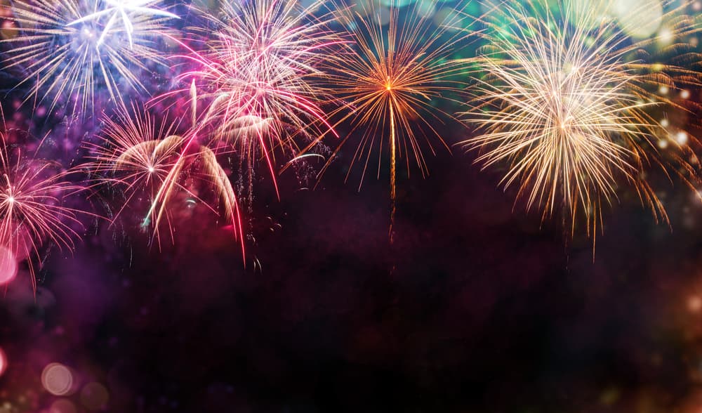 Abstract colored firework background with free space for text