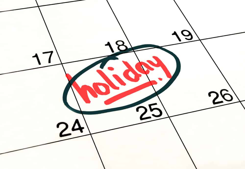 Marked and written holiday in a calendar to remind you an important appointment.