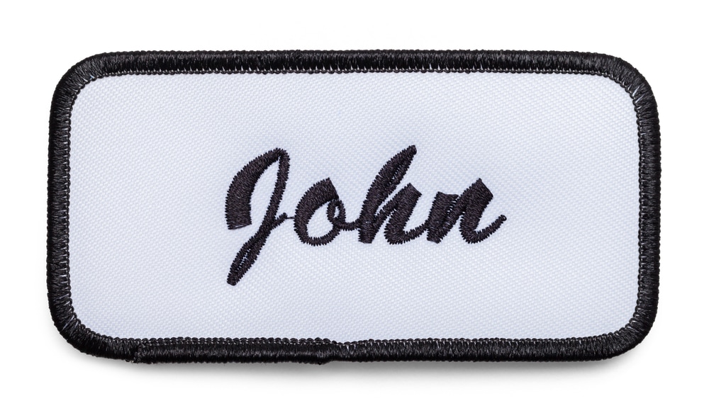 Fabric Name Patch Isolated on a White Background.
