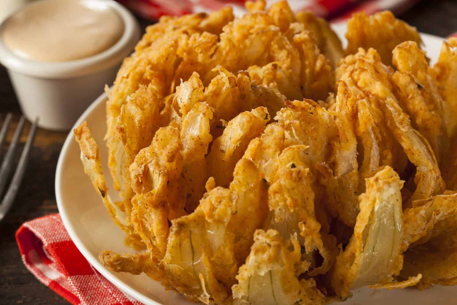 Homemade Fried Bloomin Onion with Dipping Sauce