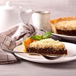 Shoofly pie - American pie made with molasses, served