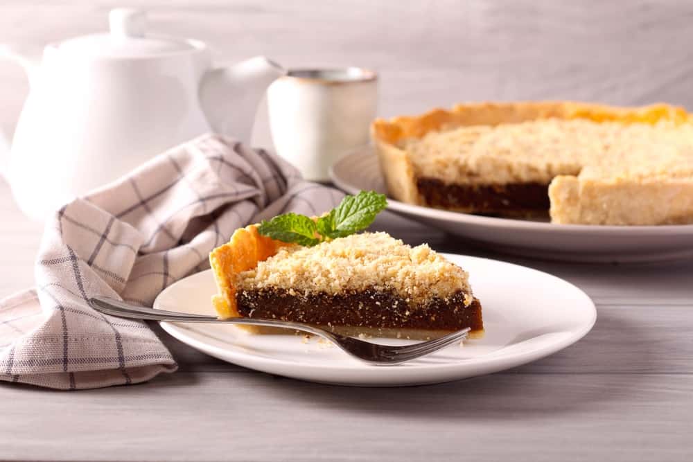 Shoofly pie - American pie made with molasses, served