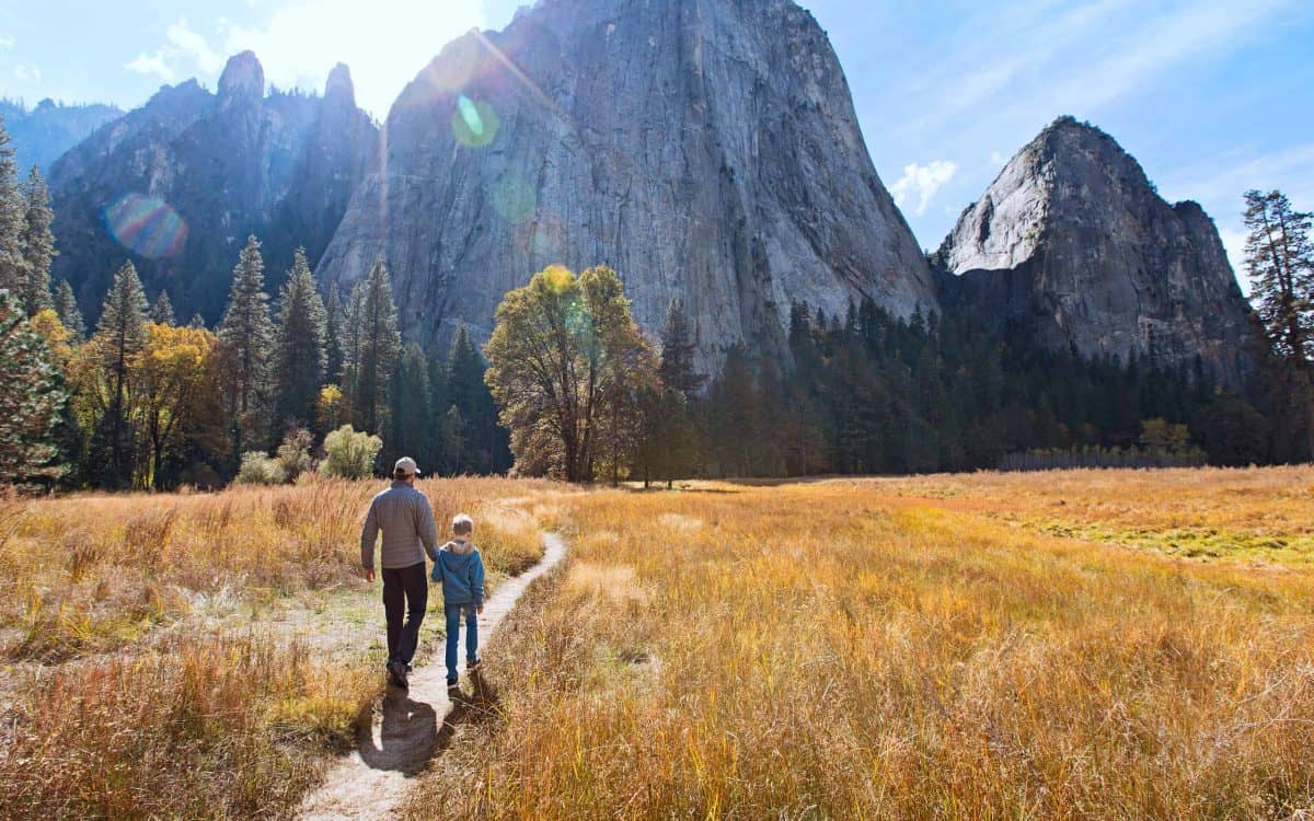 Hiking, Family, Yosemite National Park, California, Mountain