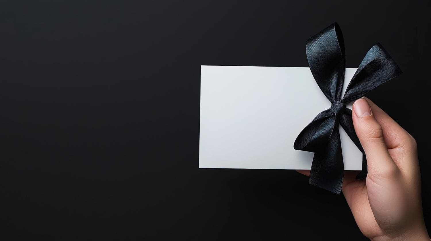 Elegant Gift Card with Black Ribbon