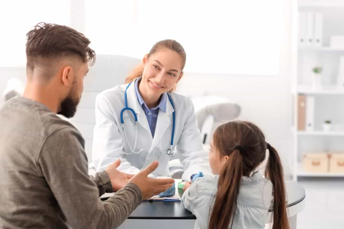 Little girl undergoing allergen skin test in clinic