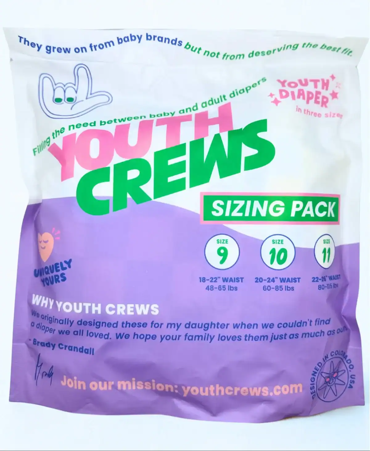 A package of Youth Crews diapers