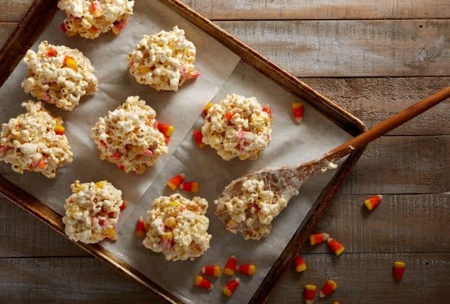 popcorn balls with candy corns