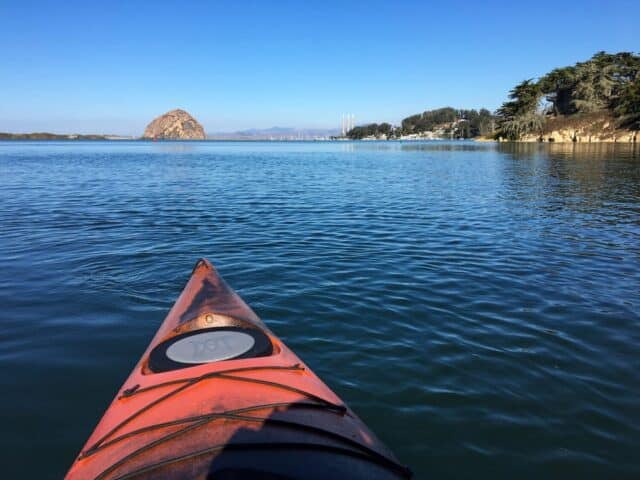 Point of view from kayak of Morro Rock from the Morro Bay State Marine Reserve, Morro Bay, California