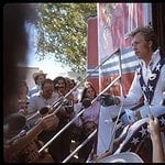 Evel Knievel Faces the Press in Full Stars and Stripes