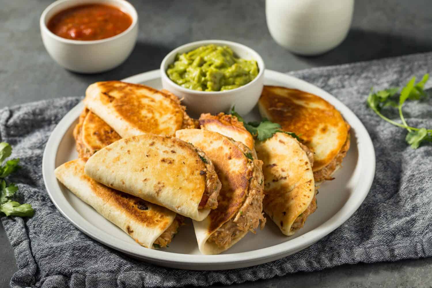 Homemade Mini Chicken Quesadillas with Salsa and Guac