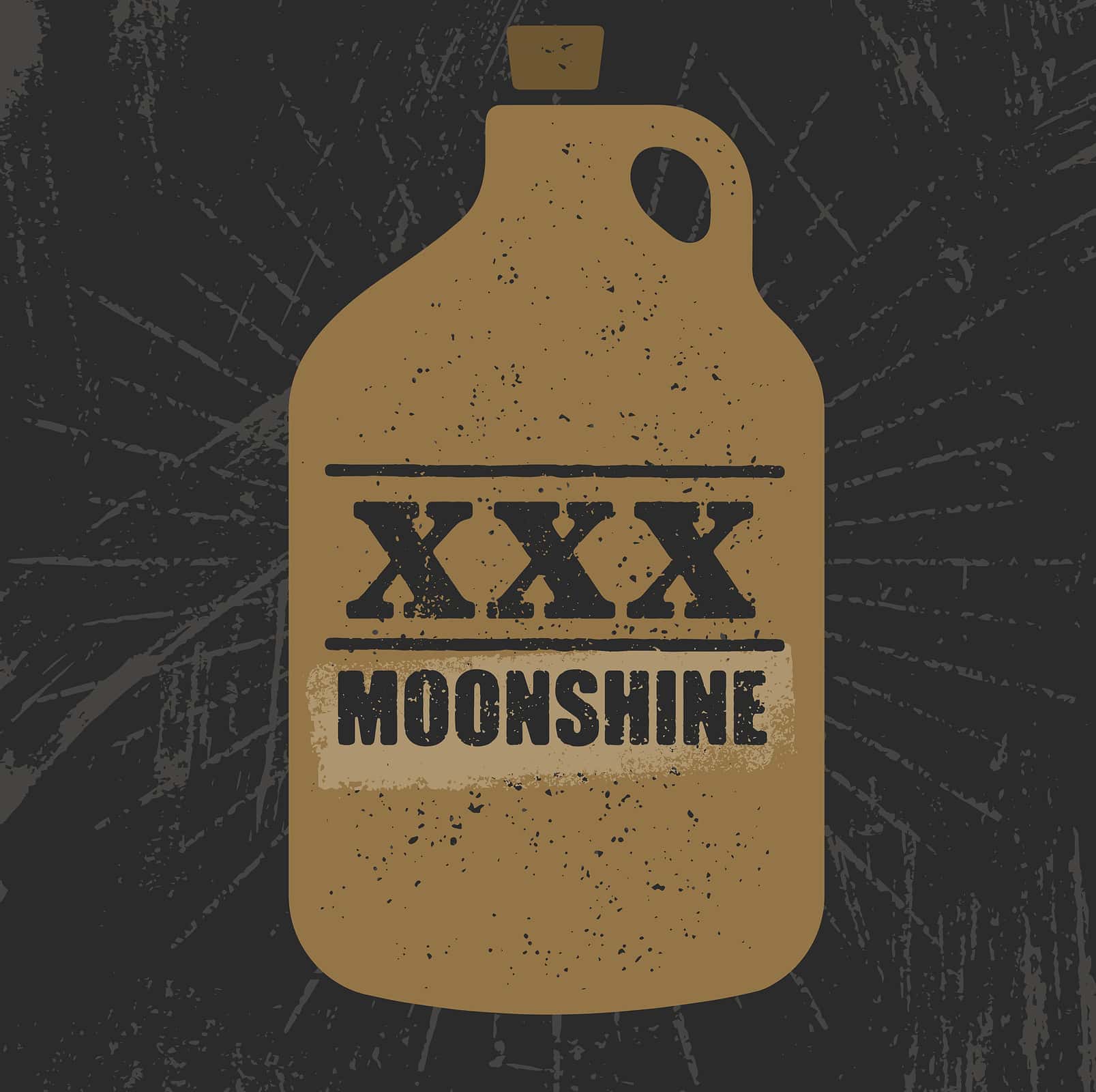 Moonshine Jug Pure Original Corn Spirit Creative Artisan Illustration. Raw Homemade Alcohol Creative Sign