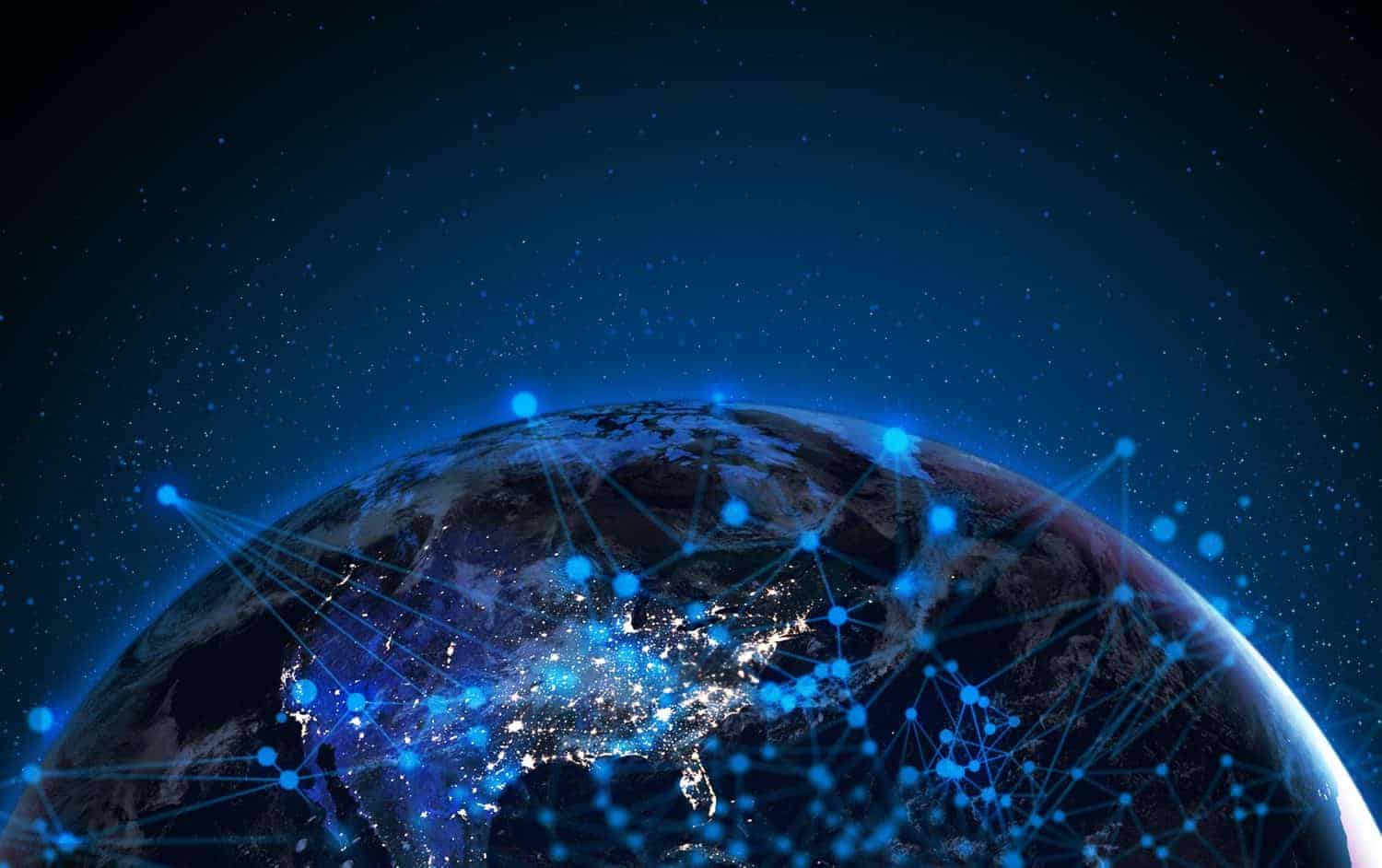 satellite signal, hologram ai ui technology global social network world, earth with net web glow graphic around, innovation of data system communication link, Elements of this image furnished by NASA