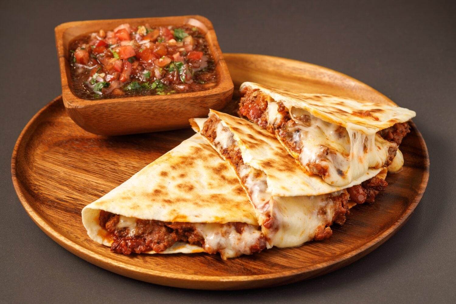 quesadilla chili con carne with paprika and cheese