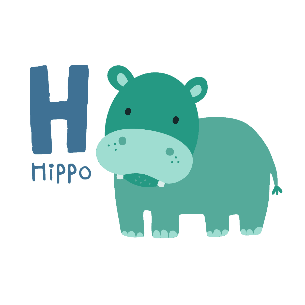 Alphabet Animals, H Is For Hippo