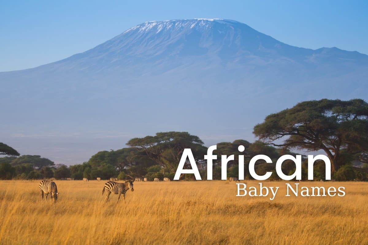 African savannah with the phrase African baby names on it