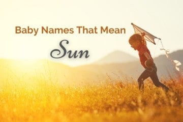 baby names that mean sun - boy running at sunset with kite
