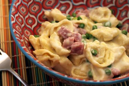 Creamy Tortellini with Ham and Peas