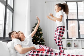 family in matching Christmas pajamas