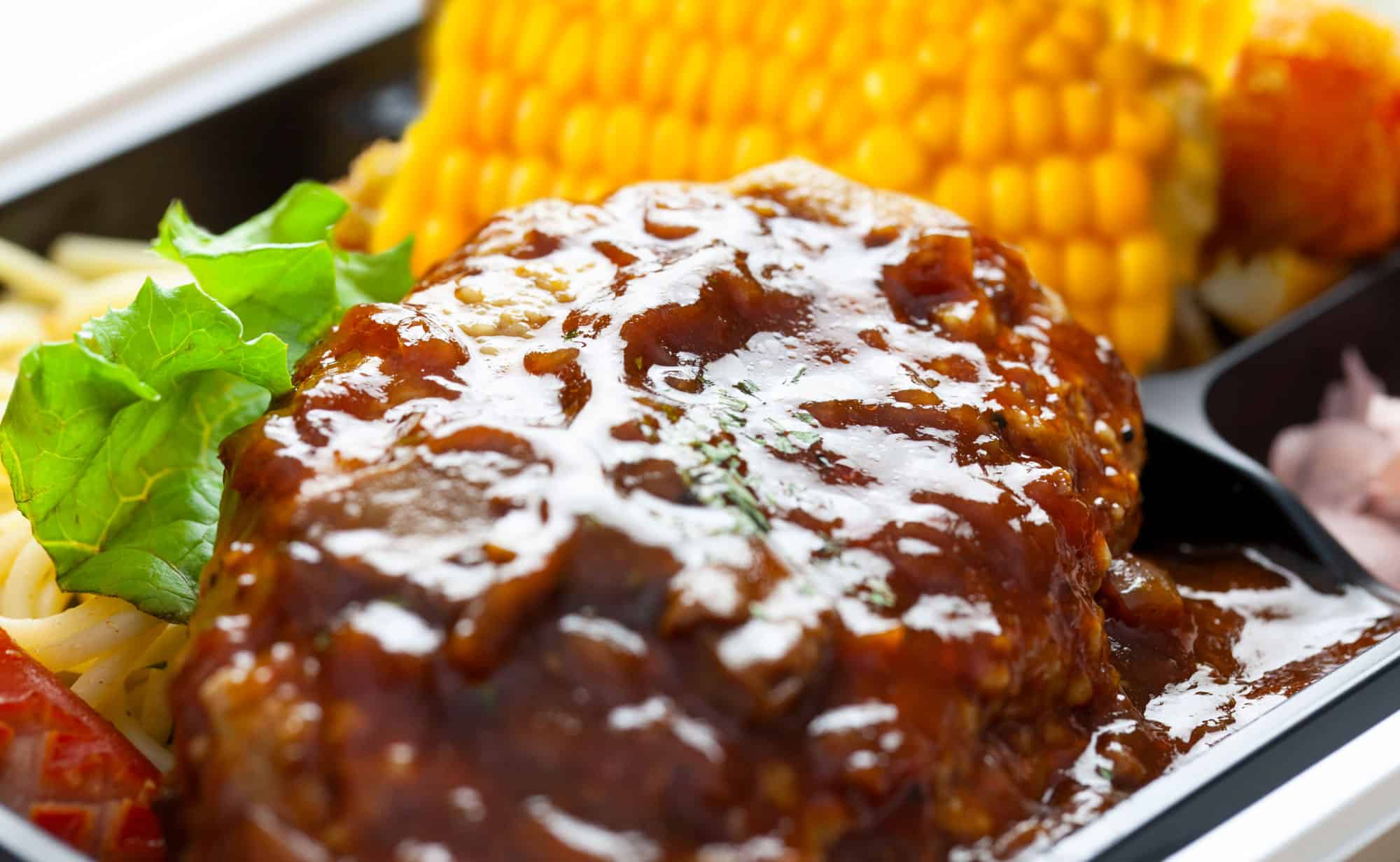 SALISBURY STEAK, Bento Box, Meat, Take Out Food, Cooking, Rice - Food Staple ,Corn