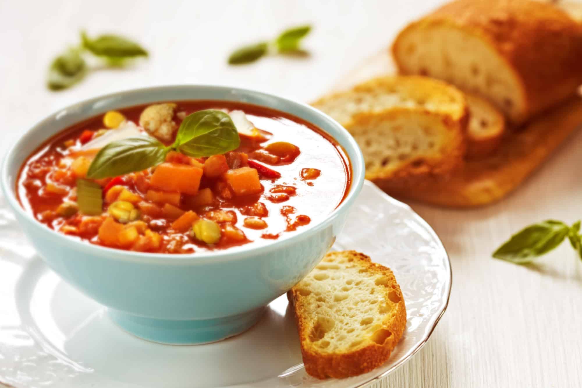 Minestrone, Soup, Bread, Vegetable, Bowl, Vegetable Soup