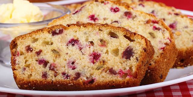 Cranberry Nut Bread, Baked, Bread, Butter, Close-up, Cranberry