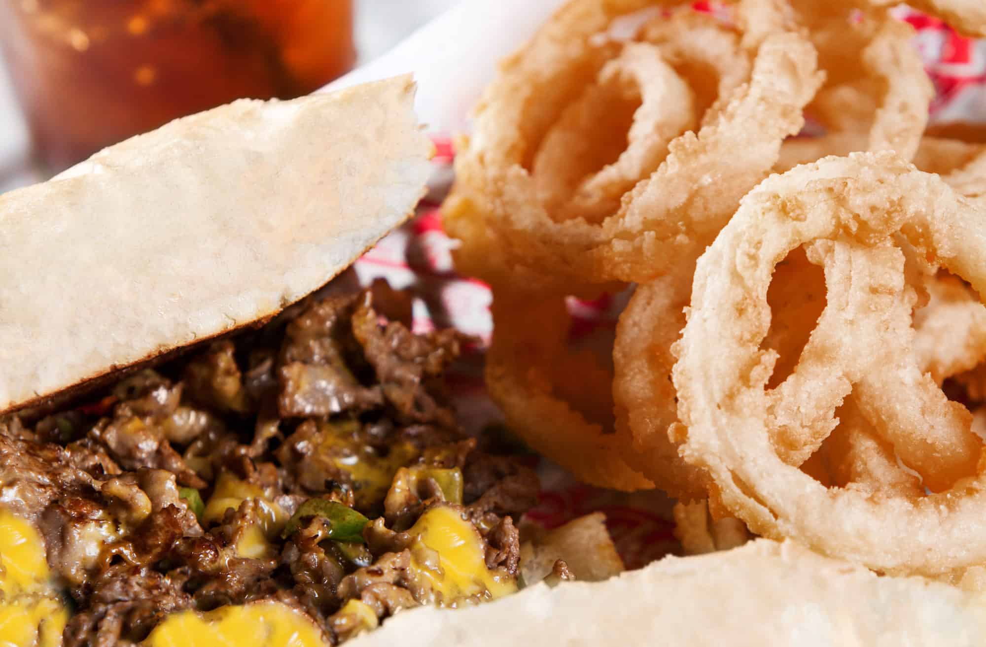 *Cheese Steak Pockets, Beef, Bell Pepper, Bun - Bread, Cheese, Close-up