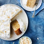 Coconut Sheet Cake, Cake, Cream - Dairy Product, Whipped Cream, White Color, Coconut