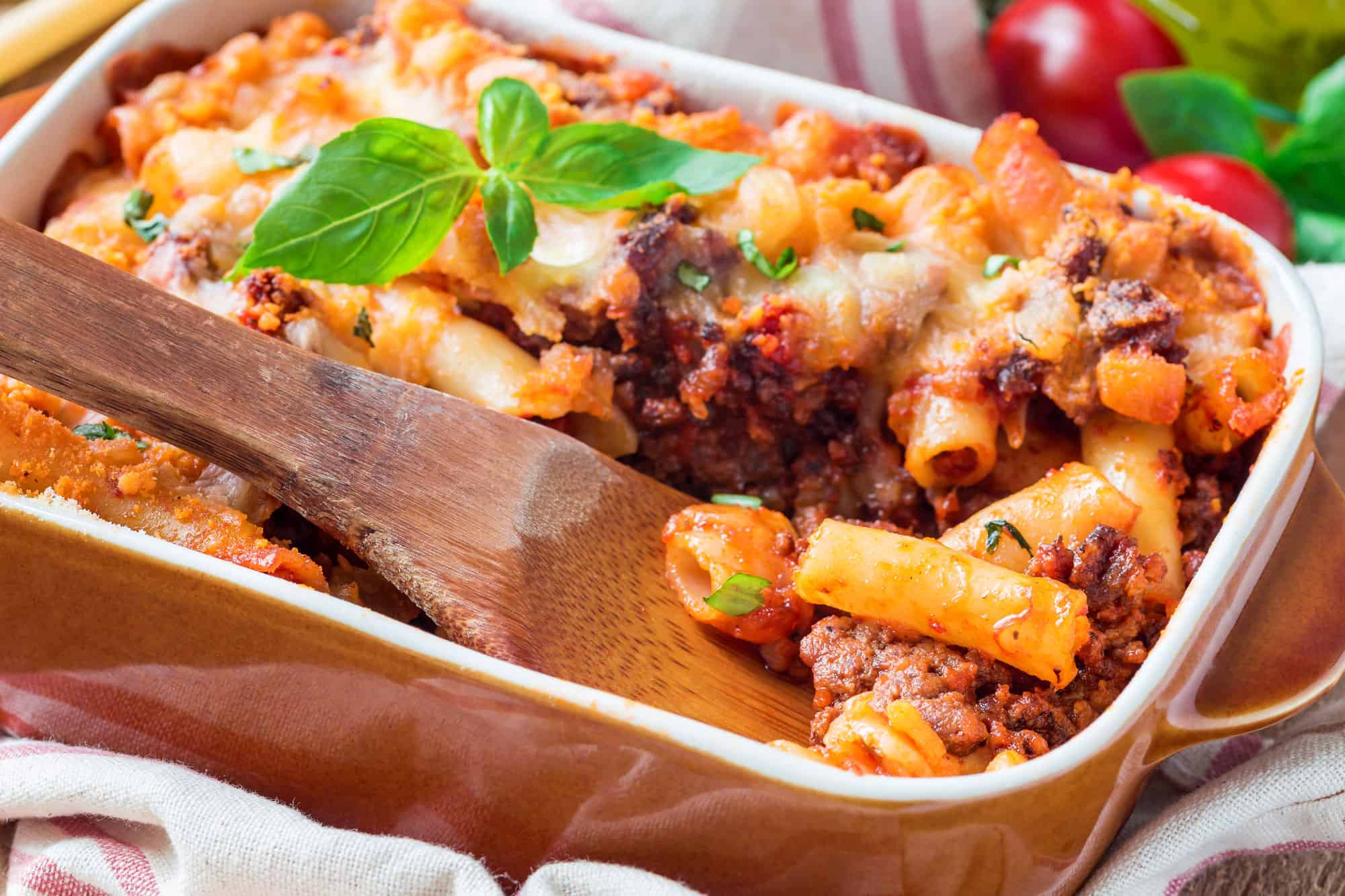 Baked Ziti, Baked, Appetizer, Basil, Beef, Bolognese Sauce