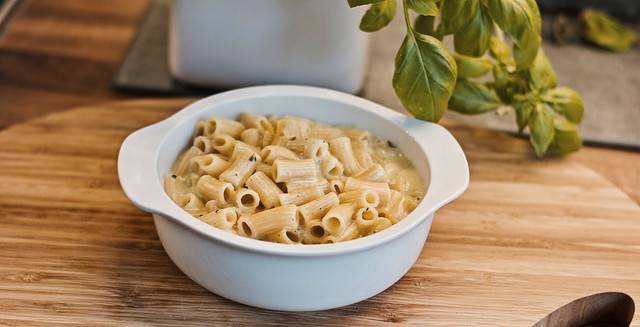 Penne with Gongonzola, Basil, Cheese, Cooking, Cutting Board, Dinner